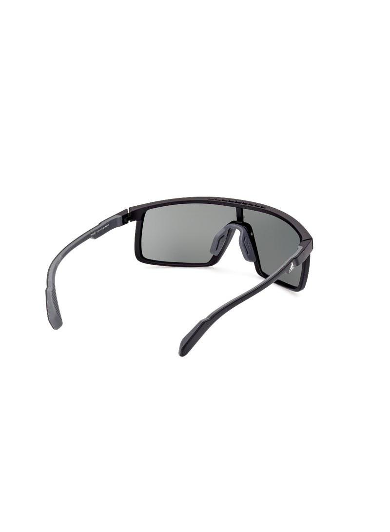 Unisex UV Protection Shield Shape Plastic Sunglasses SP005702A00 - Lens Size: 0 Mm - Matte Black