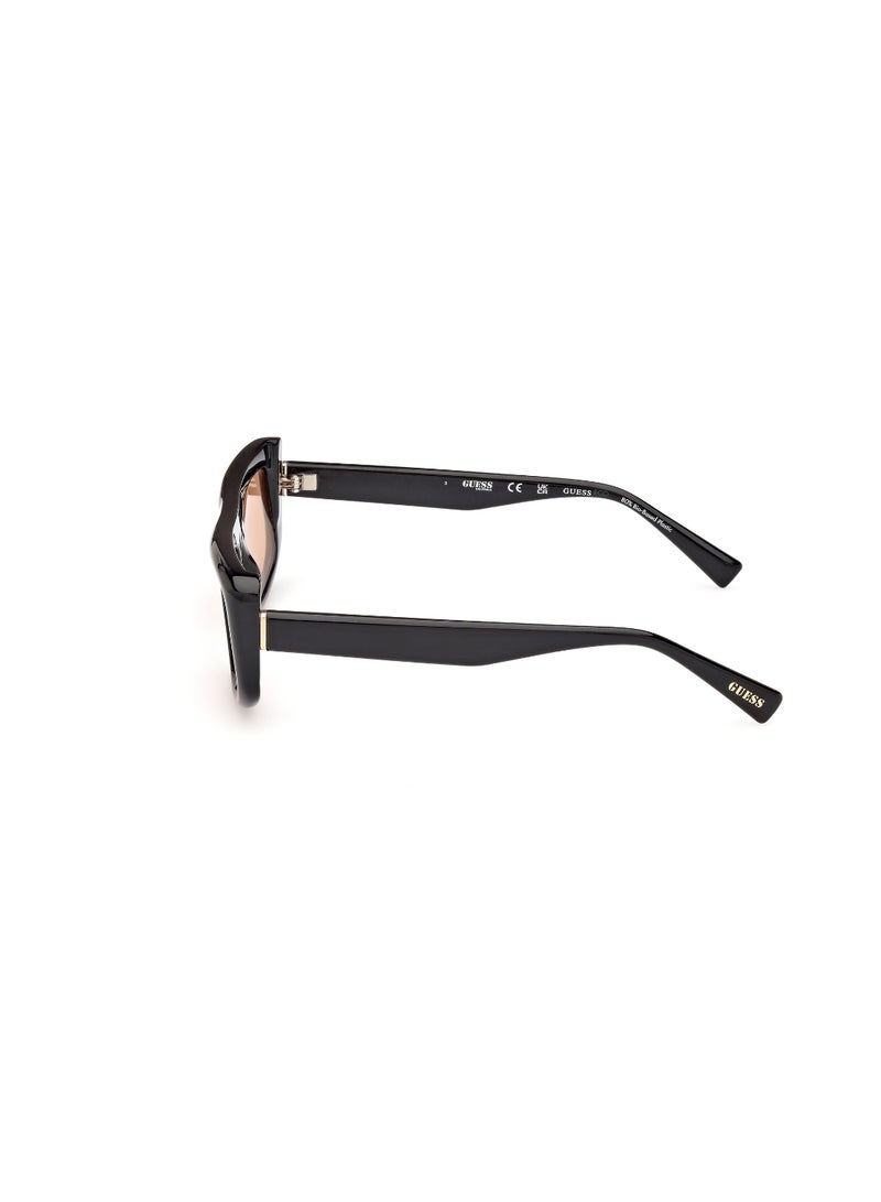 Unisex Mirrored Rectangular Shape Plastic Sunglasses GU0013801U53 - Lens Size: 53 Mm - Shiny Black