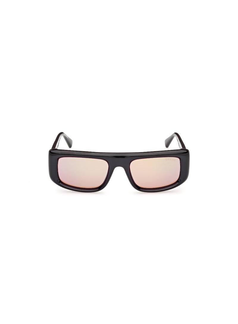 Unisex Mirrored Rectangular Shape Plastic Sunglasses GU0013801U53 - Lens Size: 53 Mm - Shiny Black
