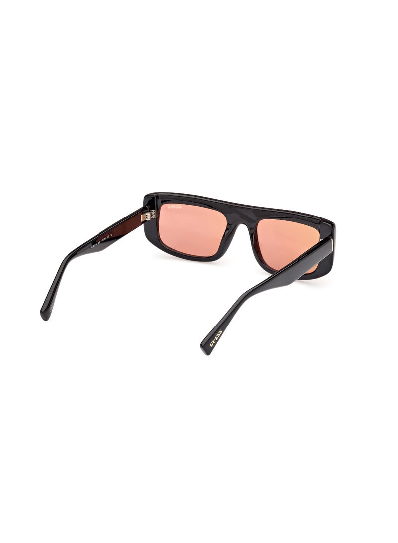 Unisex Mirrored Rectangular Shape Plastic Sunglasses GU0013801U53 - Lens Size: 53 Mm - Shiny Black