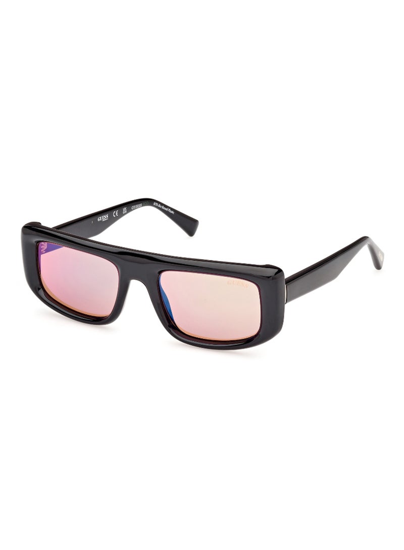 Unisex Mirrored Rectangular Shape Plastic Sunglasses GU0013801U53 - Lens Size: 53 Mm - Shiny Black