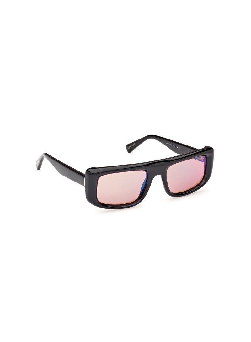 Unisex Mirrored Rectangular Shape Plastic Sunglasses GU0013801U53 - Lens Size: 53 Mm - Shiny Black