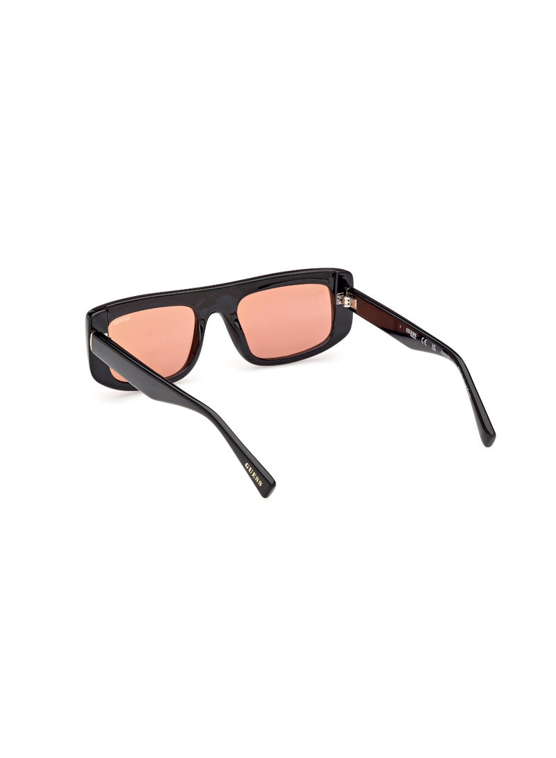 Unisex Mirrored Rectangular Shape Plastic Sunglasses GU0013801U53 - Lens Size: 53 Mm - Shiny Black
