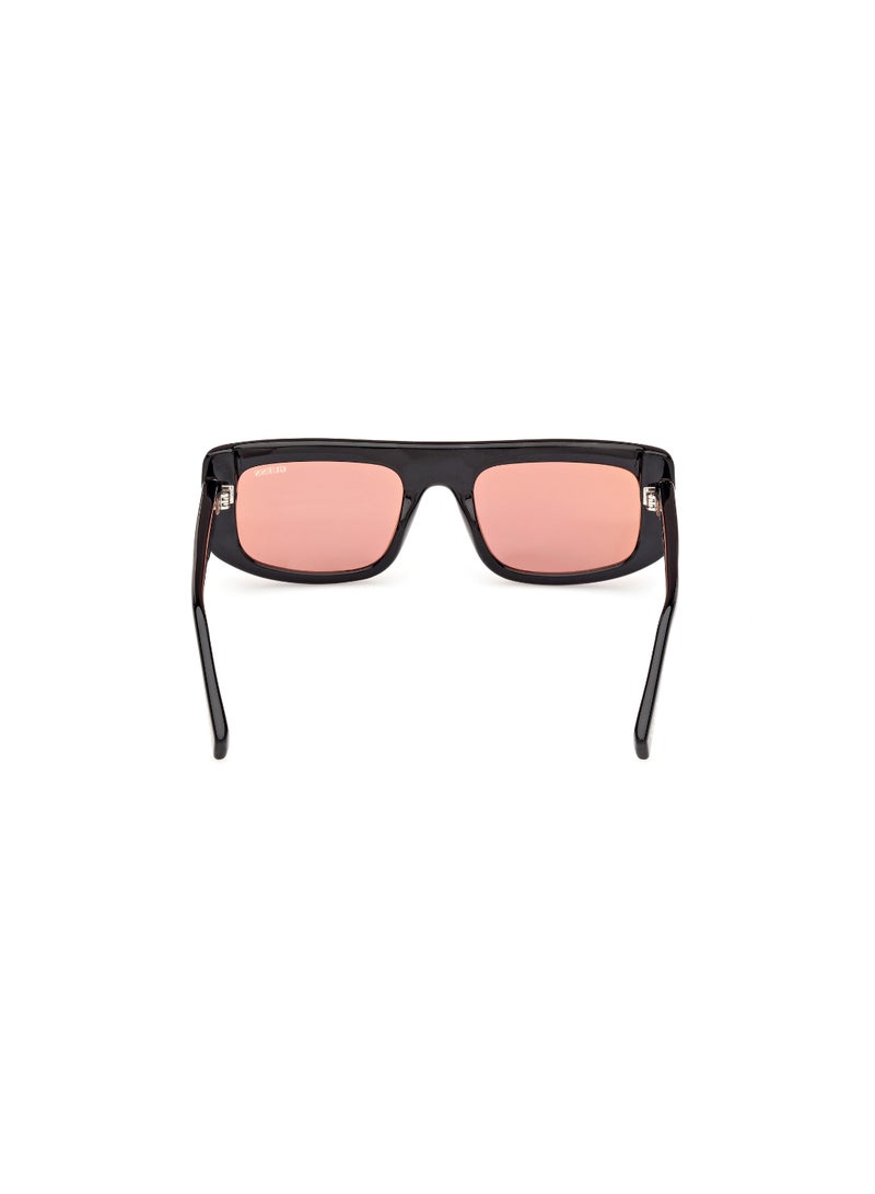 Unisex Mirrored Rectangular Shape Plastic Sunglasses GU0013801U53 - Lens Size: 53 Mm - Shiny Black
