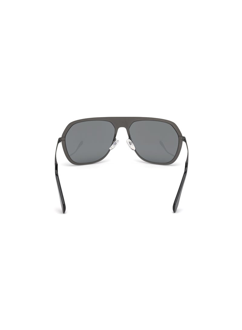 Unisex UV Protection Asymmetrical Shape Metal Sunglasses OR003701A58 - Lens Size: 58 Mm - Shiny Black