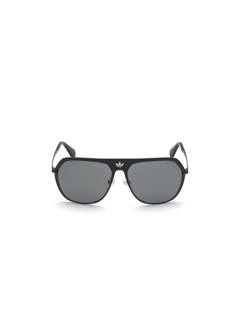 Unisex UV Protection Asymmetrical Shape Metal Sunglasses OR003701A58 - Lens Size: 58 Mm - Shiny Black