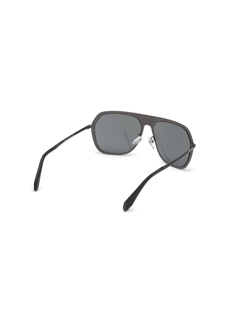 Unisex UV Protection Asymmetrical Shape Metal Sunglasses OR003701A58 - Lens Size: 58 Mm - Shiny Black