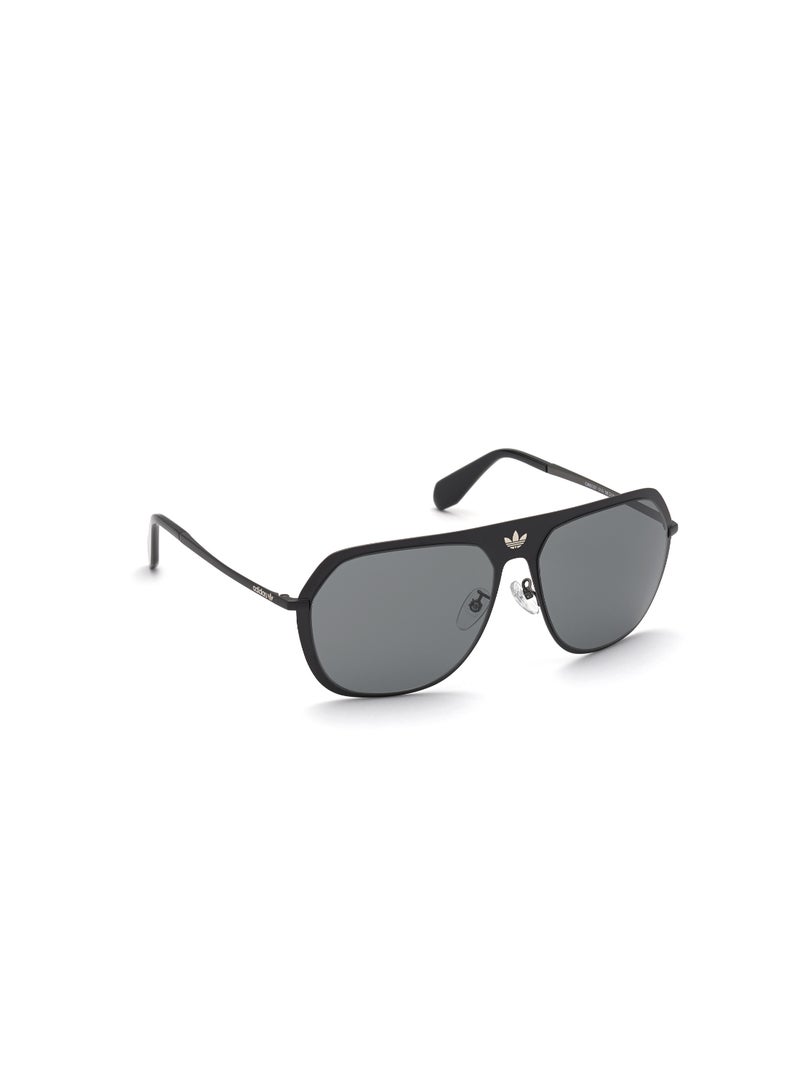 Unisex UV Protection Asymmetrical Shape Metal Sunglasses OR003701A58 - Lens Size: 58 Mm - Shiny Black