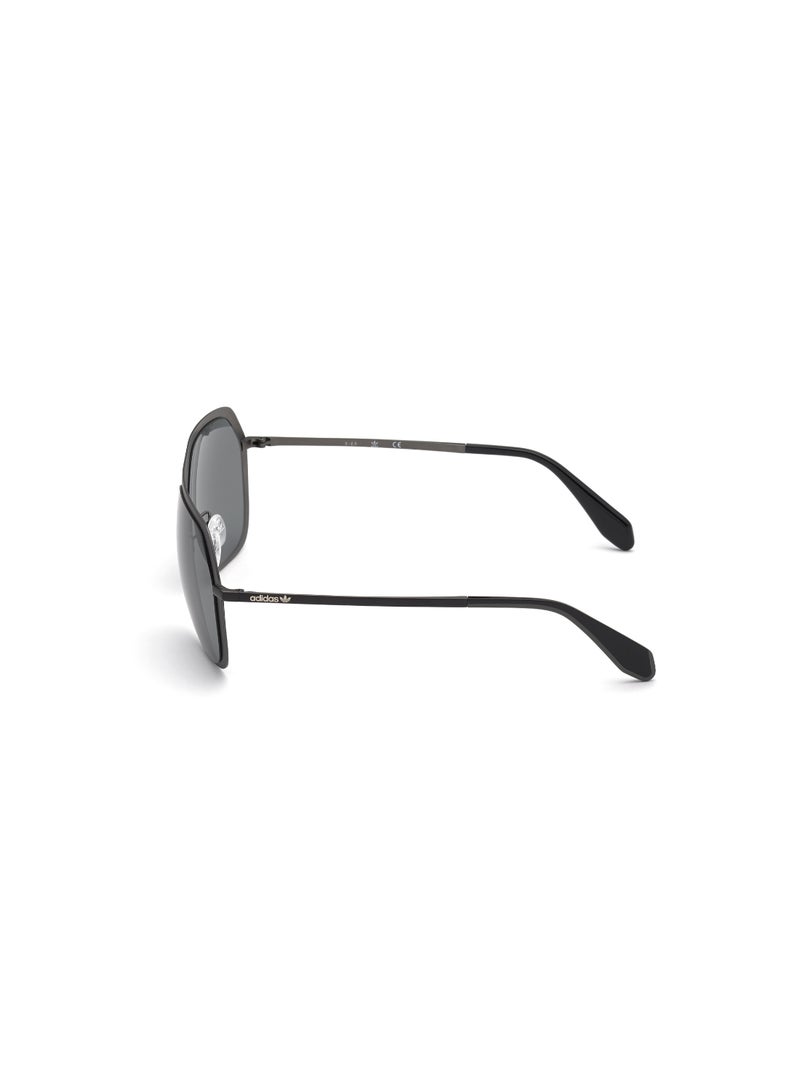 Unisex UV Protection Asymmetrical Shape Metal Sunglasses OR003701A58 - Lens Size: 58 Mm - Shiny Black