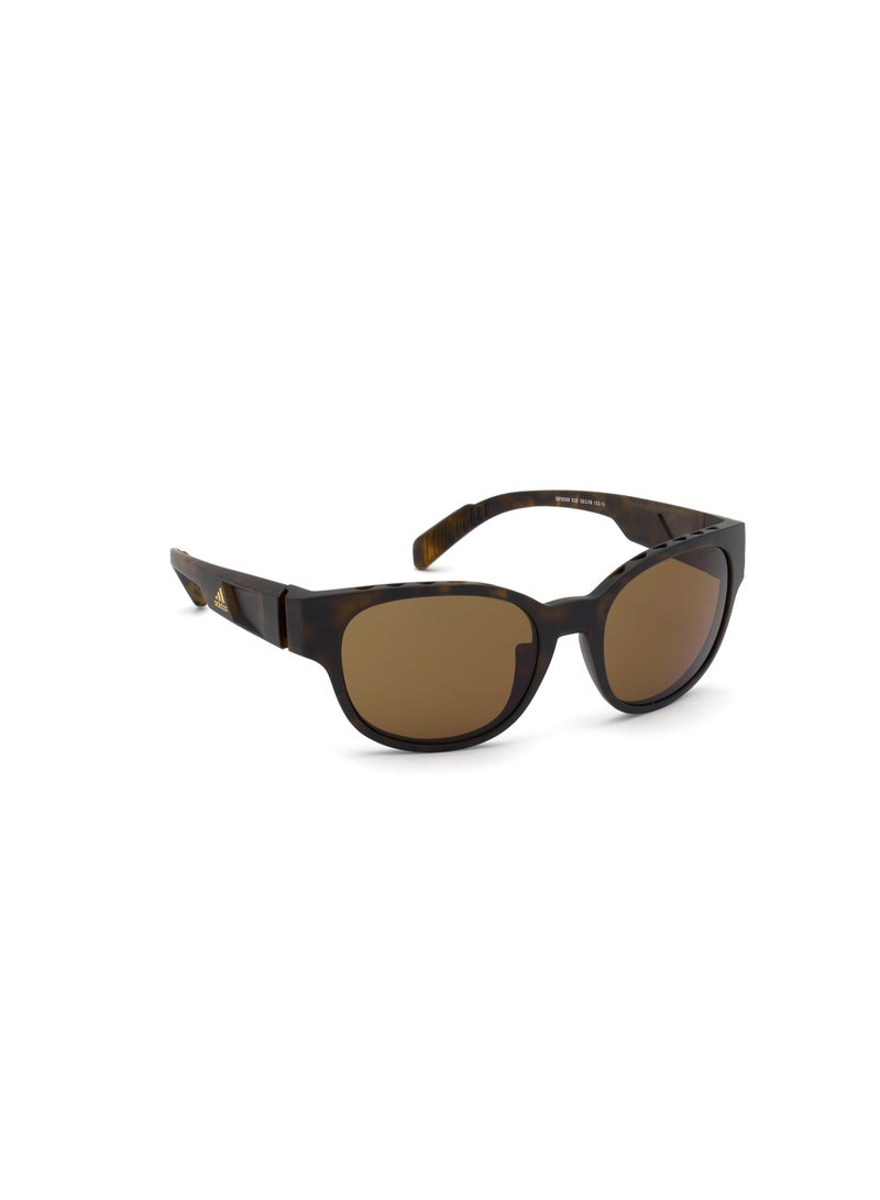 Unisex UV Protection Round Shape Plastic Sunglasses SP000952E55 - Lens Size: 55 Mm - Dark Havana