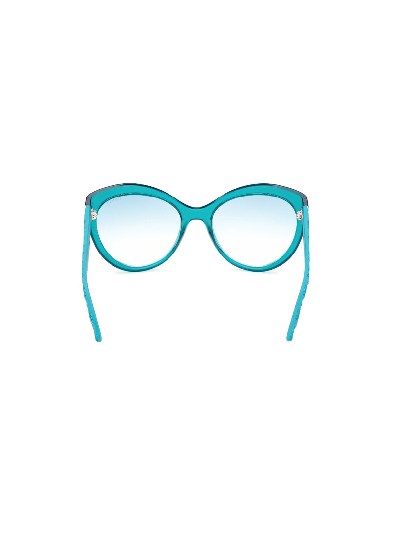 Women's Mirrored Butterfly Shape Plastic Sunglasses GU0013087X61 - Lens Size: 61 Mm - Shiny Turquoise