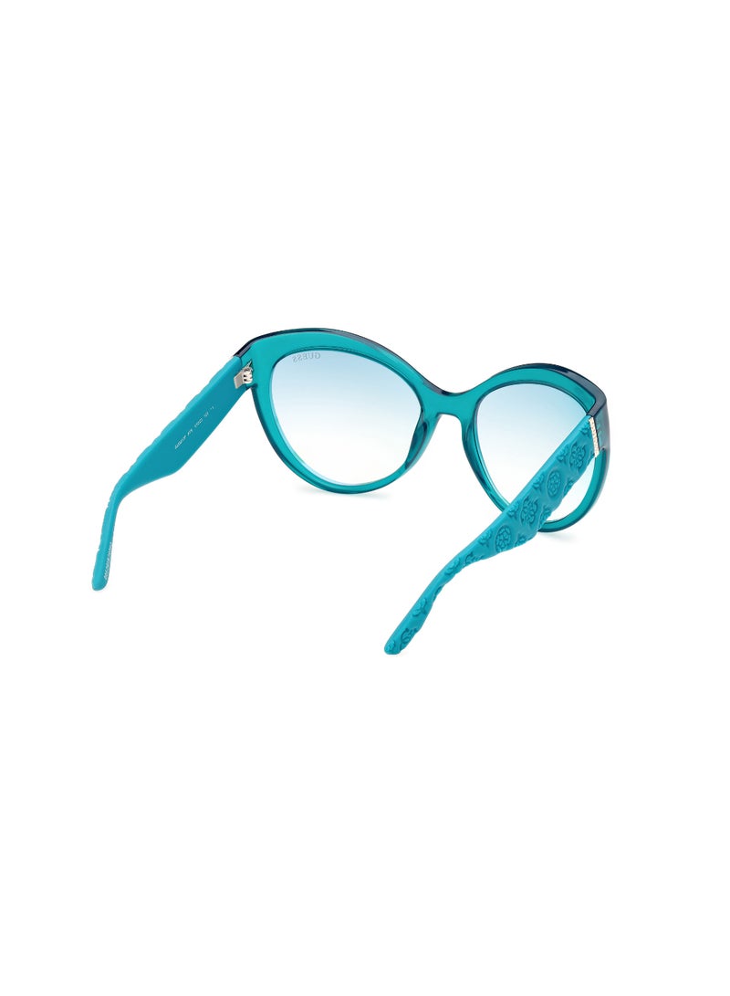 Women's Mirrored Butterfly Shape Plastic Sunglasses GU0013087X61 - Lens Size: 61 Mm - Shiny Turquoise