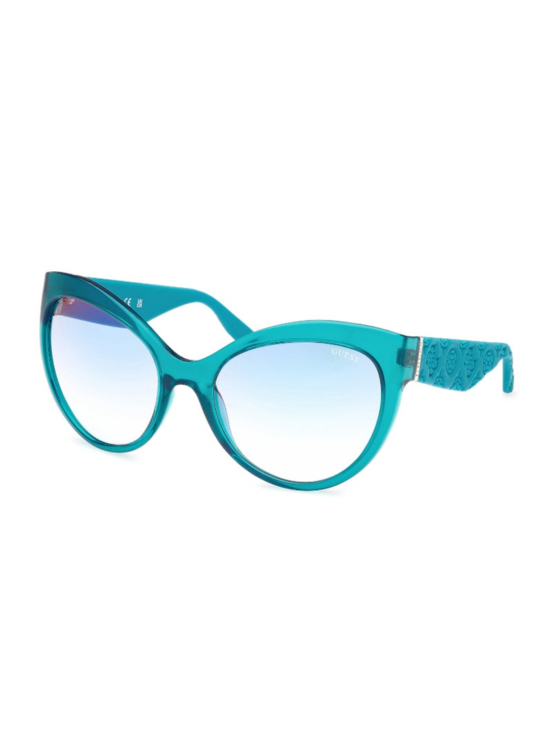 Women's Mirrored Butterfly Shape Plastic Sunglasses GU0013087X61 - Lens Size: 61 Mm - Shiny Turquoise