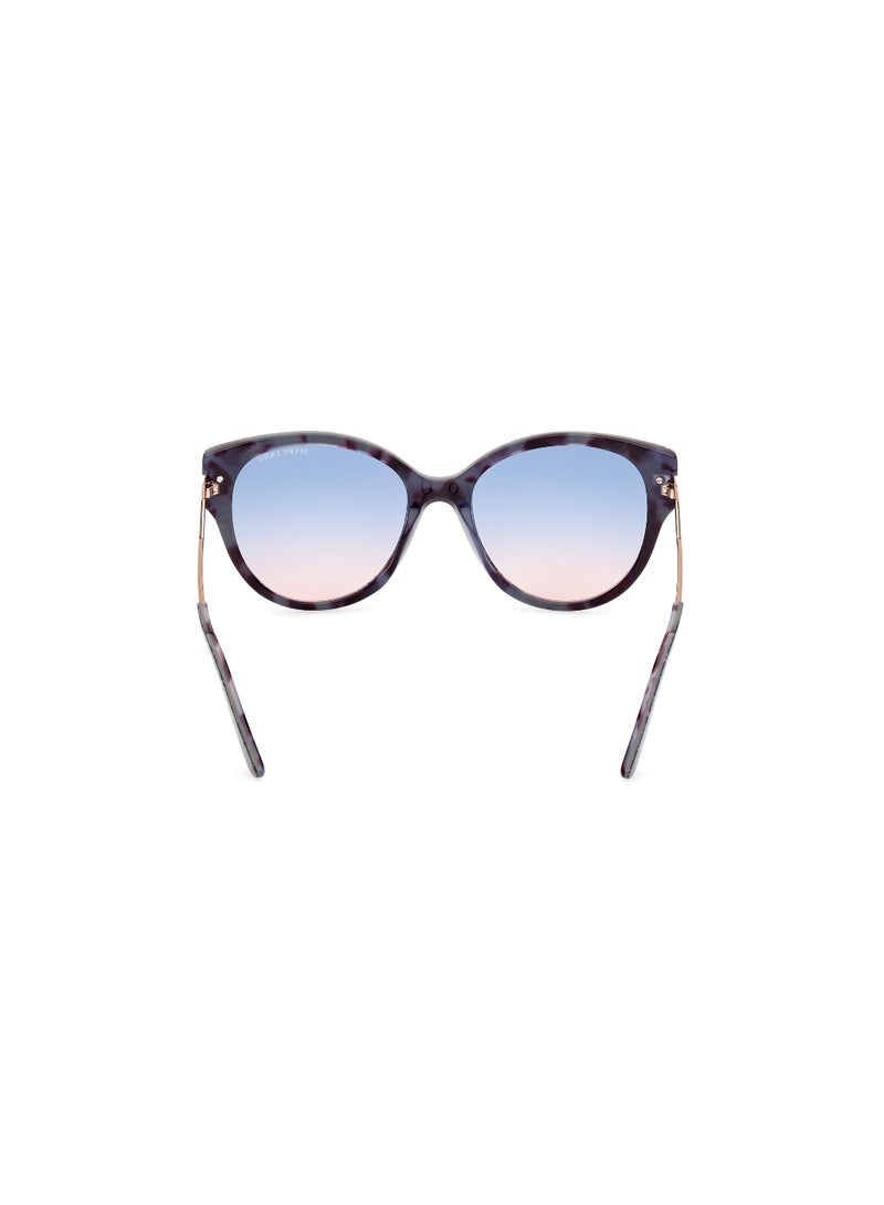 Women's UV Protection Round Shape Acetate Sunglasses GM083492W56 - Lens Size: 56 Mm - Blue