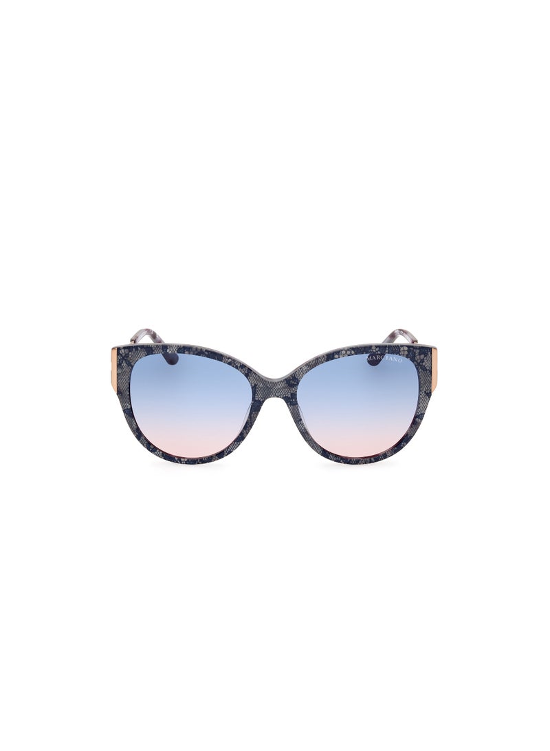 Women's UV Protection Round Shape Acetate Sunglasses GM083492W56 - Lens Size: 56 Mm - Blue