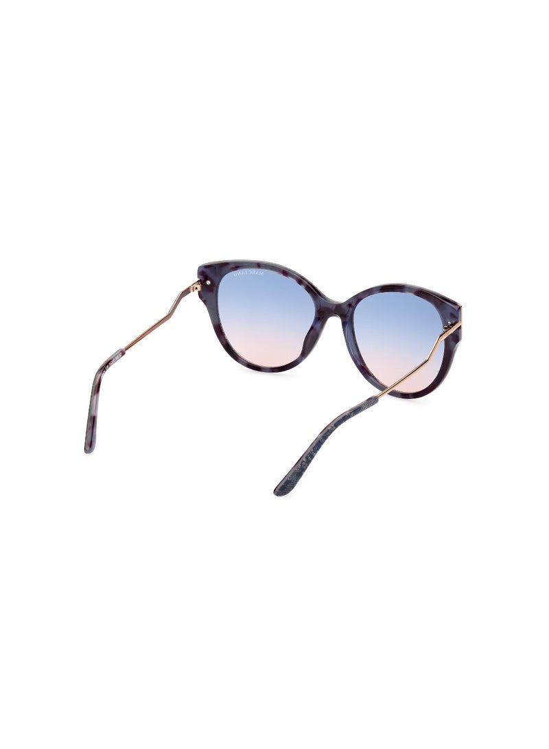 Women's UV Protection Round Shape Acetate Sunglasses GM083492W56 - Lens Size: 56 Mm - Blue