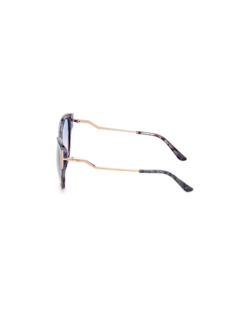 Women's UV Protection Round Shape Acetate Sunglasses GM083492W56 - Lens Size: 56 Mm - Blue