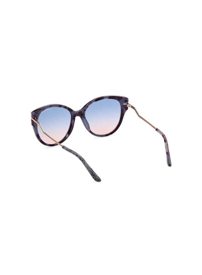 Women's UV Protection Round Shape Acetate Sunglasses GM083492W56 - Lens Size: 56 Mm - Blue
