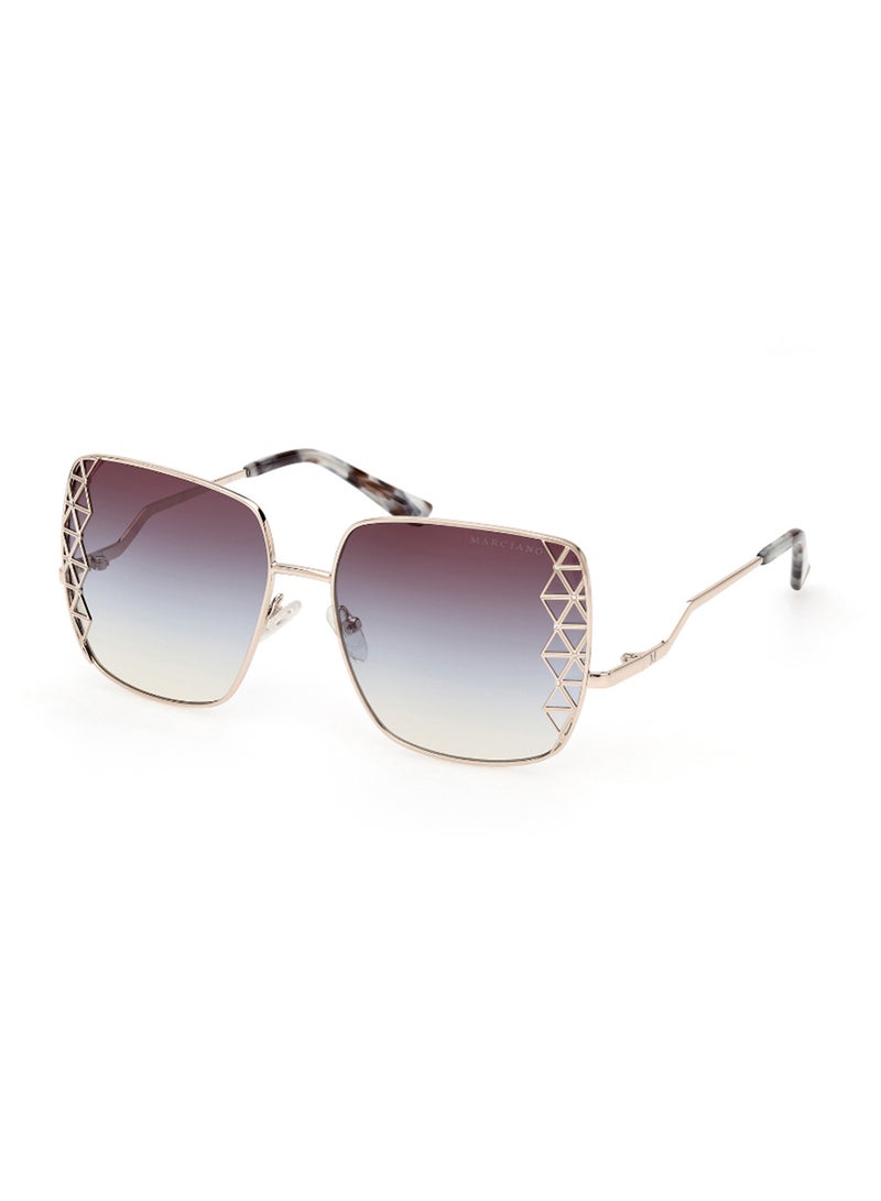 Women's UV Protection Square Shape Metal Sunglasses GM082933W59 - Lens Size: 59 Mm - Gold