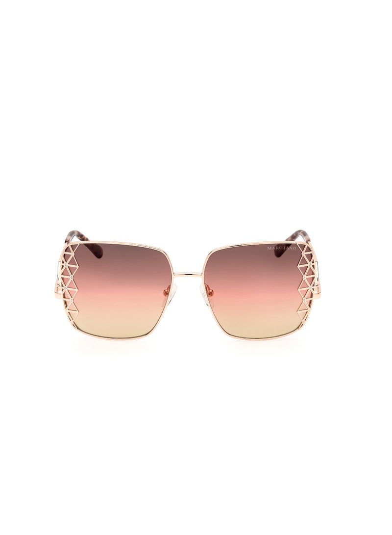 Women's UV Protection Square Shape Metal Sunglasses GM082928T59 - Lens Size: 59 Mm - Shiny Rose Gold