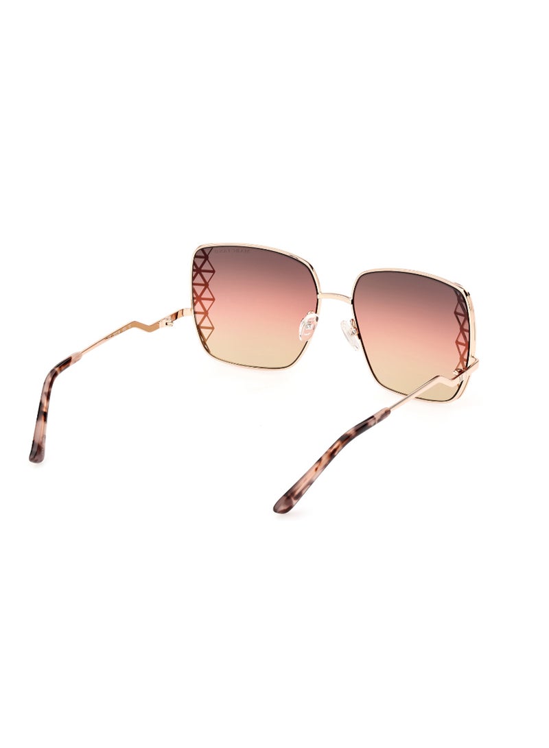 Women's UV Protection Square Shape Metal Sunglasses GM082928T59 - Lens Size: 59 Mm - Shiny Rose Gold
