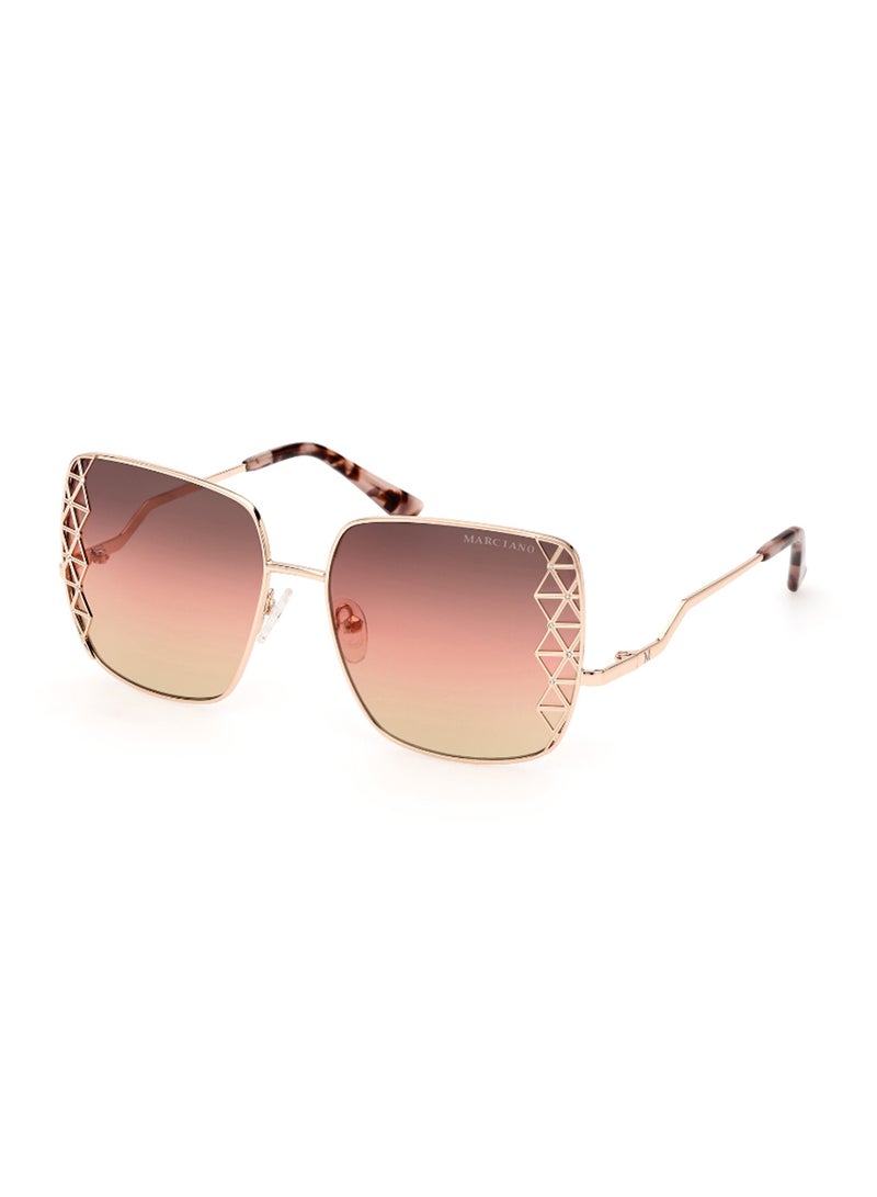 Women's UV Protection Square Shape Metal Sunglasses GM082928T59 - Lens Size: 59 Mm - Shiny Rose Gold
