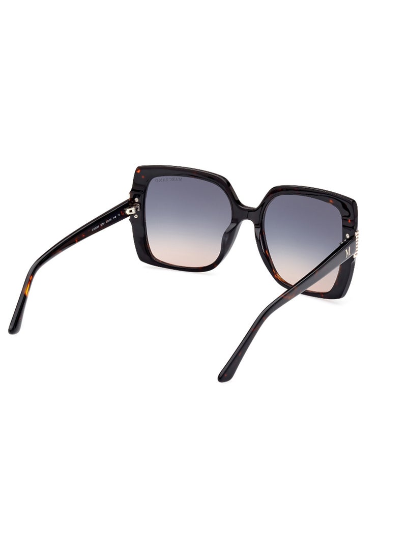 Women's UV Protection Square Shape Acetate Sunglasses GM082852W57 - Lens Size: 57 Mm - Dark Havana