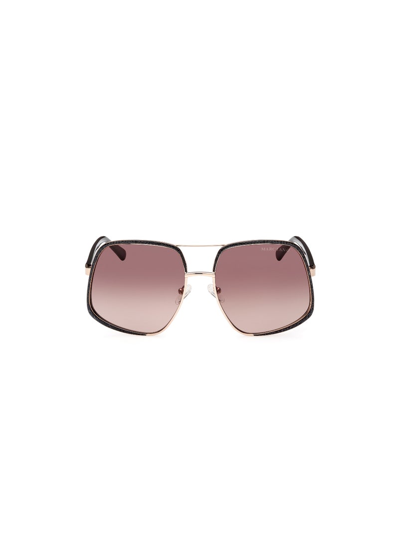 Women's UV Protection Asymmetrical Shape Metal Sunglasses GM082632F60 - Lens Size: 60 Mm - Gold