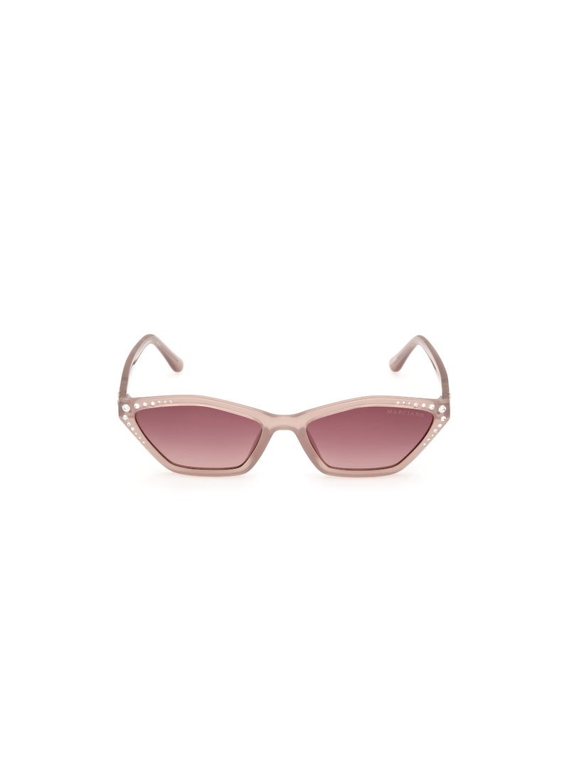 Women's UV Protection Asymmetrical Shape Plastic Sunglasses GM0000259T56 - Lens Size: 56 Mm - Beige