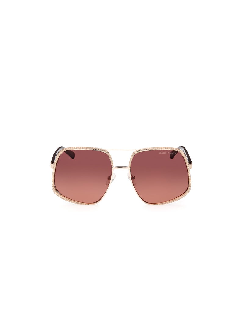 Women's UV Protection Asymmetrical Shape Metal Sunglasses GM082632T60 - Lens Size: 60 Mm - Gold