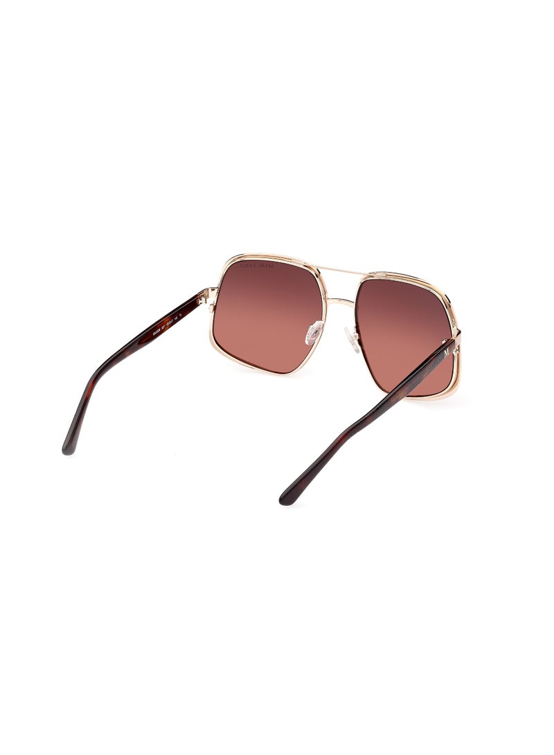 Women's UV Protection Asymmetrical Shape Metal Sunglasses GM082632T60 - Lens Size: 60 Mm - Gold