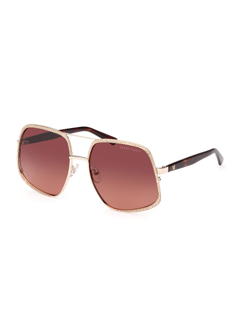 Women's UV Protection Asymmetrical Shape Metal Sunglasses GM082632T60 - Lens Size: 60 Mm - Gold