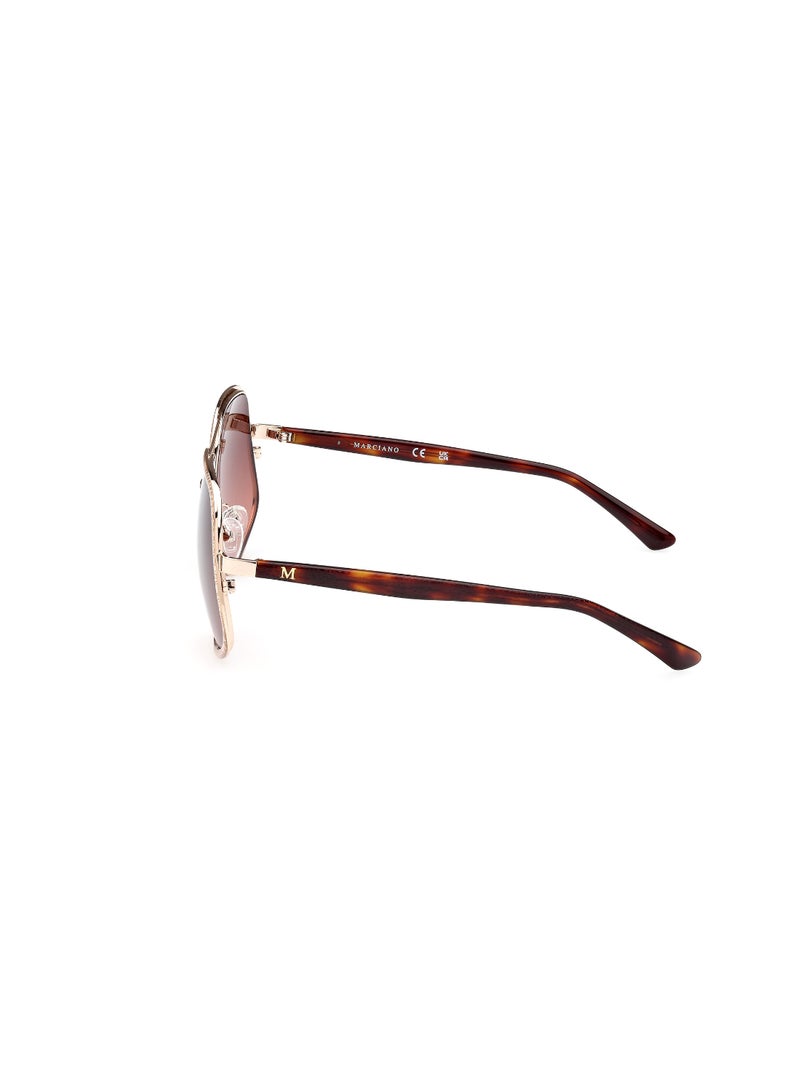 Women's UV Protection Asymmetrical Shape Metal Sunglasses GM082632T60 - Lens Size: 60 Mm - Gold