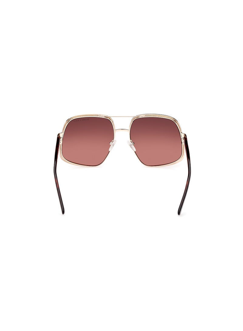 Women's UV Protection Asymmetrical Shape Metal Sunglasses GM082632T60 - Lens Size: 60 Mm - Gold