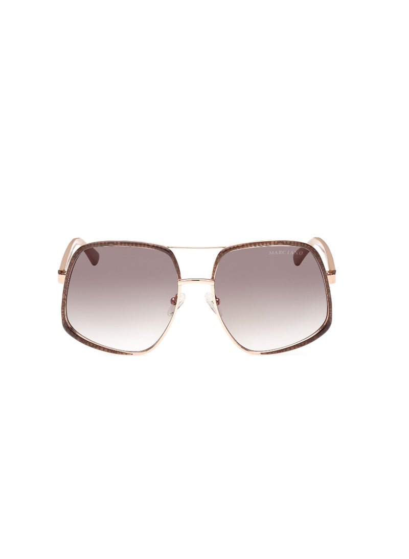 Women's UV Protection Asymmetrical Shape Metal Sunglasses GM082628F60 - Lens Size: 60 Mm - Shiny Rose Gold