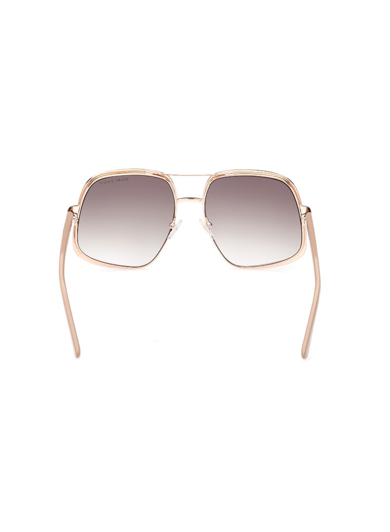Women's UV Protection Asymmetrical Shape Metal Sunglasses GM082628F60 - Lens Size: 60 Mm - Shiny Rose Gold