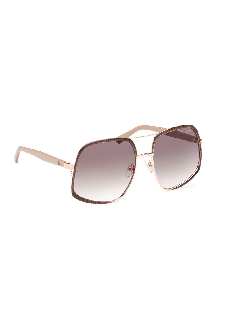 Women's UV Protection Asymmetrical Shape Metal Sunglasses GM082628F60 - Lens Size: 60 Mm - Shiny Rose Gold
