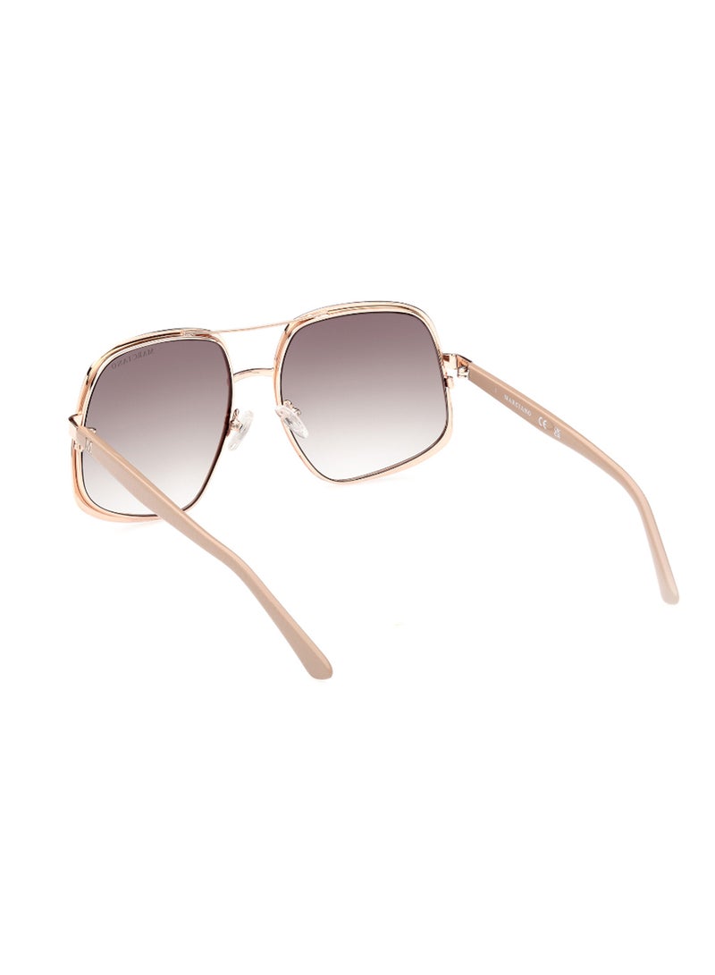 Women's UV Protection Asymmetrical Shape Metal Sunglasses GM082628F60 - Lens Size: 60 Mm - Shiny Rose Gold