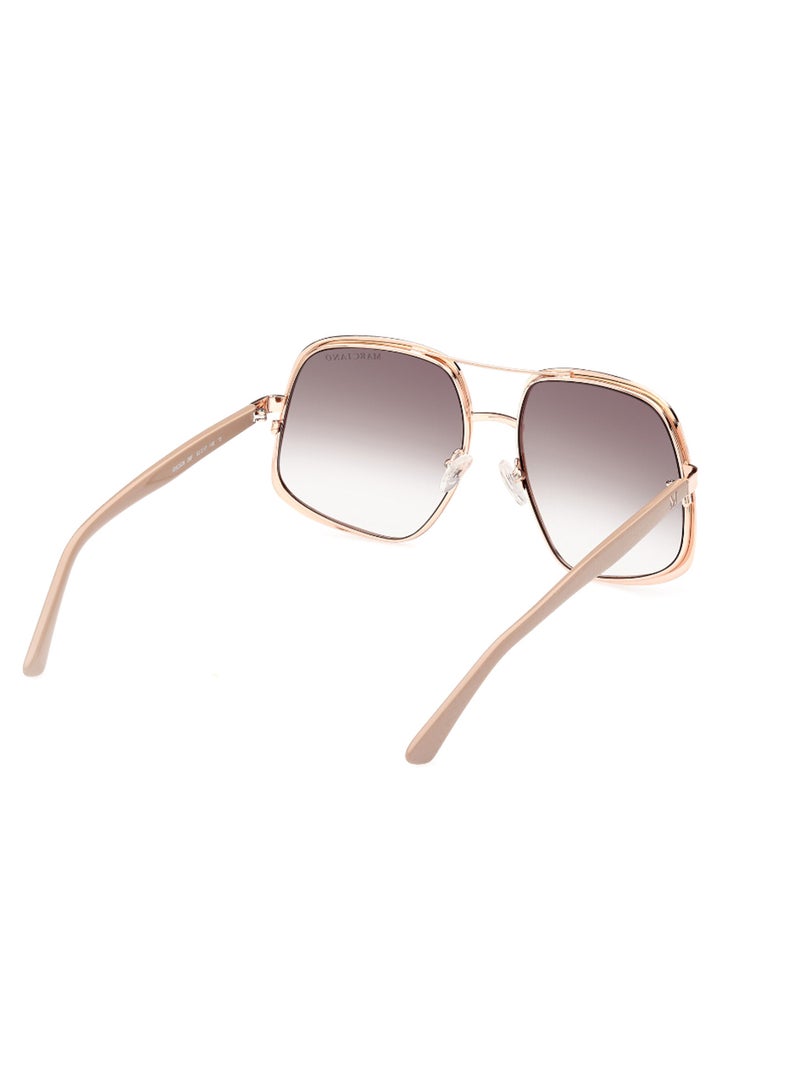 Women's UV Protection Asymmetrical Shape Metal Sunglasses GM082628F60 - Lens Size: 60 Mm - Shiny Rose Gold