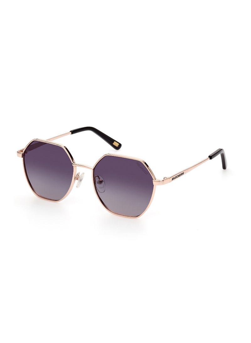 Girls Polarized Asymmetrical Shape Metal Sunglasses SE617828D52 - Lens Size: 52 Mm - Shiny Rose Gold