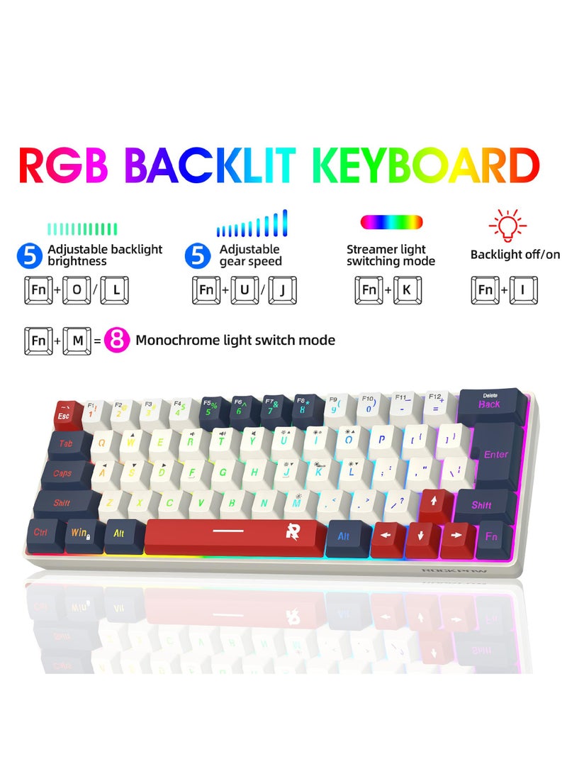 60% Wired Gaming Keyboard, RGB Backlit Ultra-Compact Mini Keyboard, Waterproof Small Compact 63 Keys Keyboard for PC/Mac Gamer, Typist, Travel, Easy to Carry on Business Trip BWR