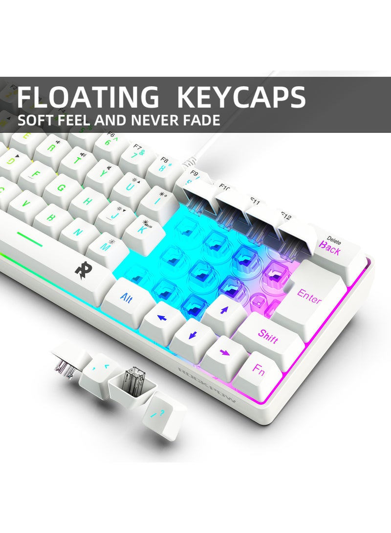 60% Wired Gaming Keyboard, RGB Backlit Ultra-Compact Mini Keyboard, Waterproof Small Compact 63 Keys Keyboard for PC/Mac Gamer, Typist, Travel, Easy to Carry on Business Trip