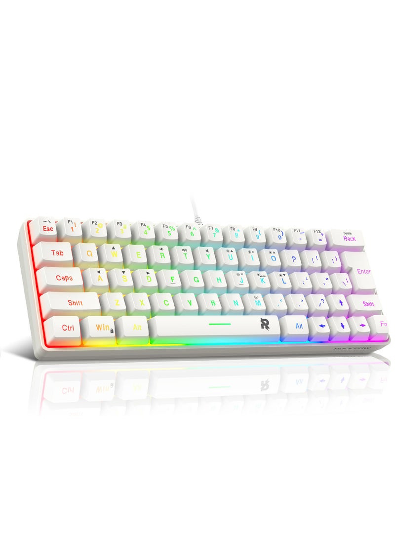 60% Wired Gaming Keyboard, RGB Backlit Ultra-Compact Mini Keyboard, Waterproof Small Compact 63 Keys Keyboard for PC/Mac Gamer, Typist, Travel, Easy to Carry on Business Trip