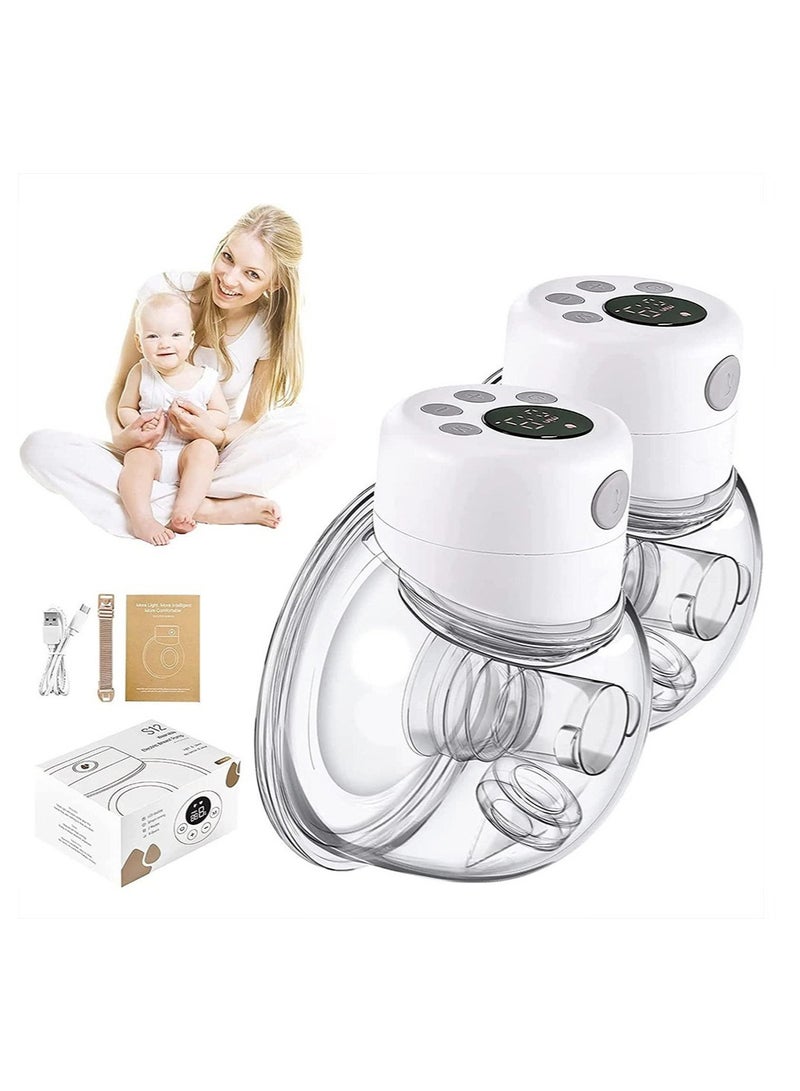 S12 Bilateral Wearable Breast Pump Wireless Breast Pumps Hands Free Milk Extractor Low Noise Memory Function Portable Electric Breastfeeding Pump