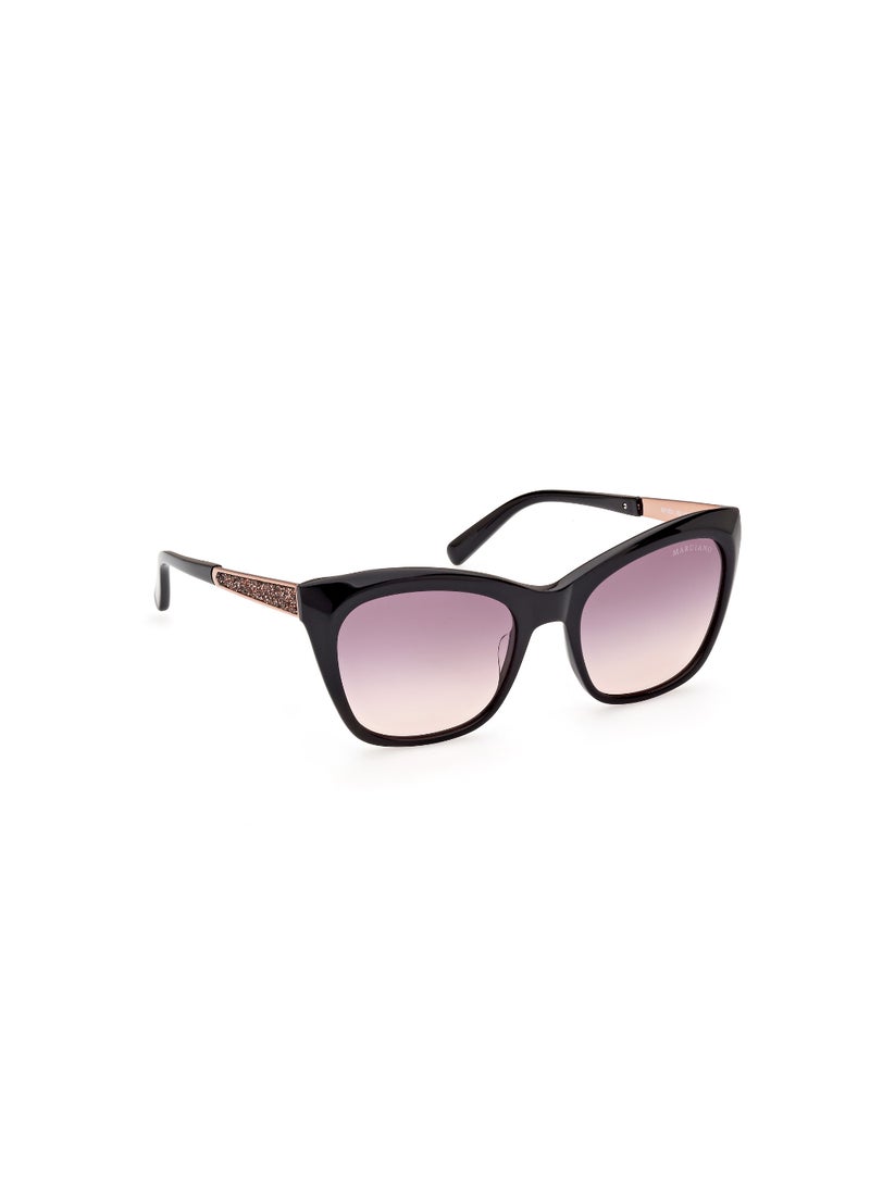 Women's Mirrored Square Shape Acetate Sunglasses GM080505Z55 - Lens Size: 55 Mm - Black