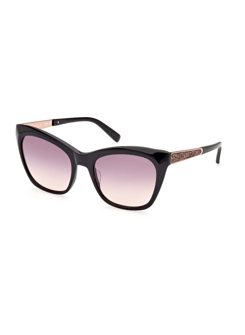 Women's Mirrored Square Shape Acetate Sunglasses GM080505Z55 - Lens Size: 55 Mm - Black