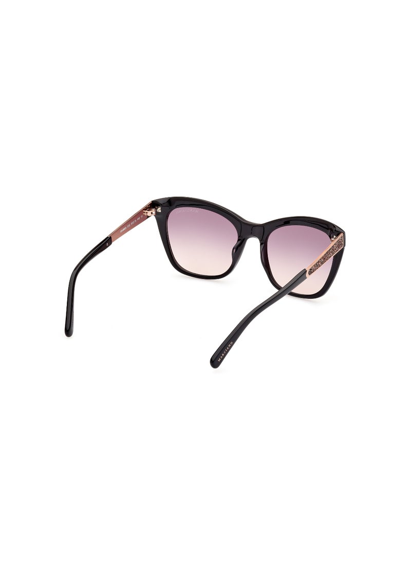 Women's Mirrored Square Shape Acetate Sunglasses GM080505Z55 - Lens Size: 55 Mm - Black