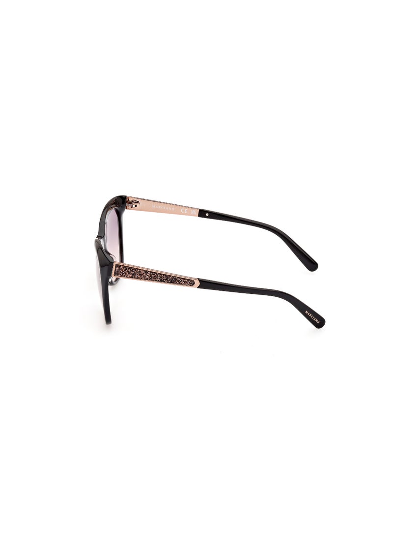 Women's Mirrored Square Shape Acetate Sunglasses GM080505Z55 - Lens Size: 55 Mm - Black