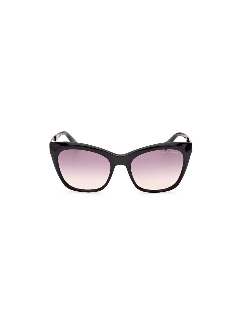 Women's Mirrored Square Shape Acetate Sunglasses GM080505Z55 - Lens Size: 55 Mm - Black