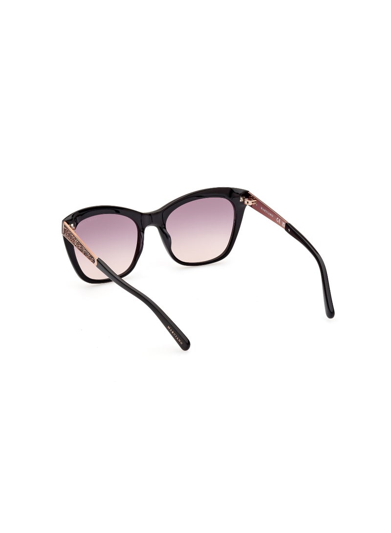 Women's Mirrored Square Shape Acetate Sunglasses GM080505Z55 - Lens Size: 55 Mm - Black